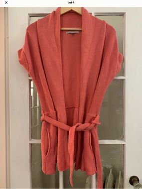 Old Navy Coral Open-Front Knit Cardigan with Belt